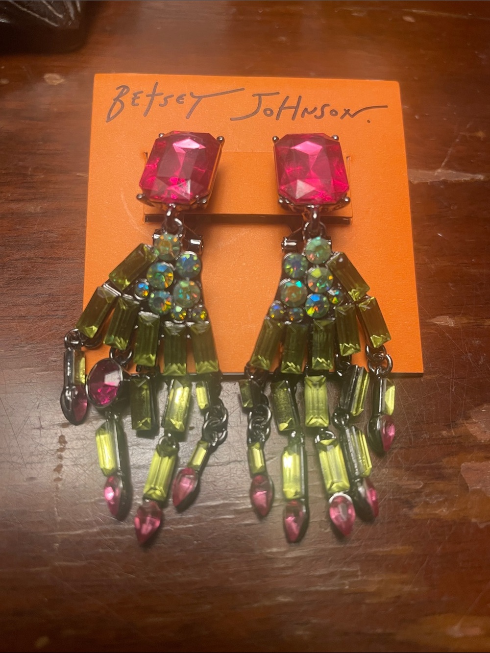 Betsey Johnson “Rich Witch” Skeleton Hands Halloween Earrings, NEW